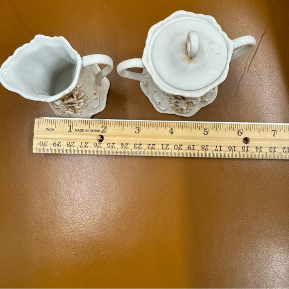 Vintage Lefton 215 Petite Creamer & Sugar Bowl with Cherubs Japan Bottoms Marked - Picture 10 of 11
